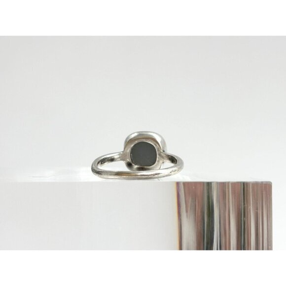 Blue Druzy Quartz Gemstone Oval Bezel Set Sterling Silver Vintage Ring - sz 10 - Picture 4 of 10